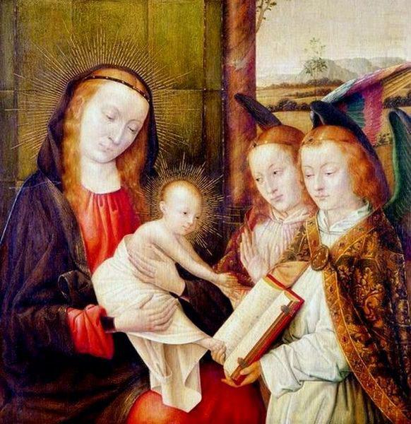 Madonna and Child with two angels, Jan provoost